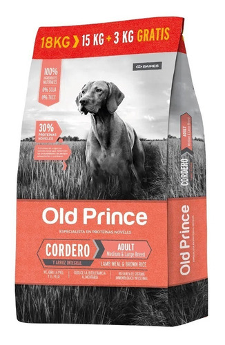 Old Prince Super Premium  Noveles Cordero  Adulto  X 18 Kg