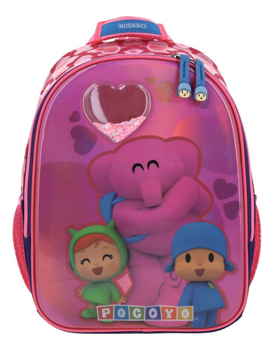 Mochila Pocoyo Corazones Primaria Py66093-p Chenson 