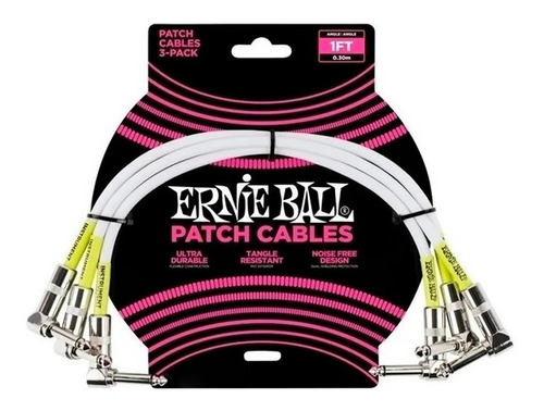 Set De Cables Interpedal Ernie Ball P06055 30cm X3 Blanco