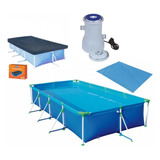 Kit Piscina 6200l Premium + Capa + Forro E Bomba Filtro 110v