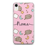 Capinha Para Celular Gato Dormindo Fundo Rosa