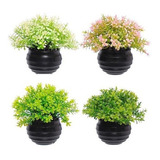 Kit 4 Vasos Vasinhos Plantas Flores Artificial Decoração 