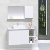 Gabinete Armario Banheiro Virtus 80cm - Puxador Aluminio Cor Da Pia Branca Cor Do Móvel Branco Inteiro