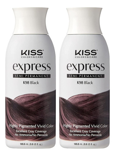 2 Kiss Express K98 Negro Tinte Semi Permanente 