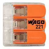 Conector Emenda Wago 3 Vias 4mm Transparente-221-413-100pçs 