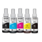 Kit X5 Tintas Epson Original 664 L210, L220,l380,l365, L565,