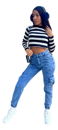 Pantalón Anaclara Babucha Cargo Mujer Denim.