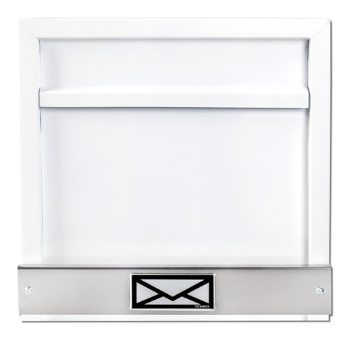 Caixa De Correio Grade Horizontal Branca Fosca Tarja Inox 
