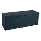 Calçadeira Recamier Baú King 1,95m Madrid Suede Azul Marinho