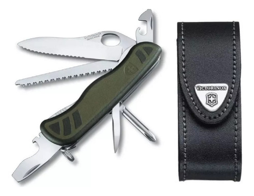 Cortaplumas Victorinox New Soldier Verde 10 Usos + Funda