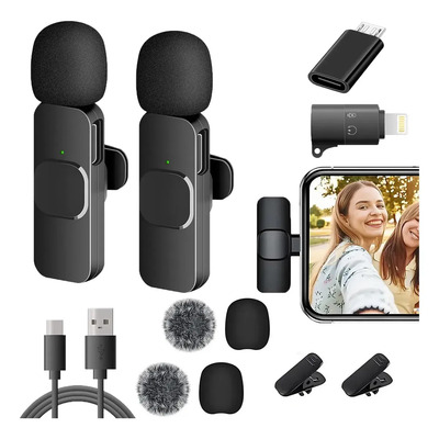 Alakeru Microfono Inalambrico para Celular Lavalier Solapa iPhone Android Grabación Vídeo 2pz color Negro | MercadoLibre