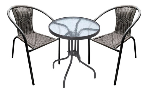 Set De Mesa + Dos Silla De Rattan O Ratan Exterior Jardin