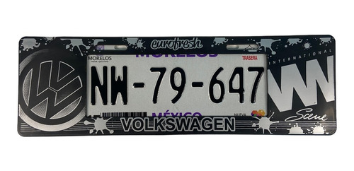 Portaplaca Eurofresh Negro Volkswagen Europeo 