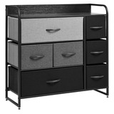 Mueble Buro Organizador Comoda Metal 7 Cajoneras Tela Color Negro