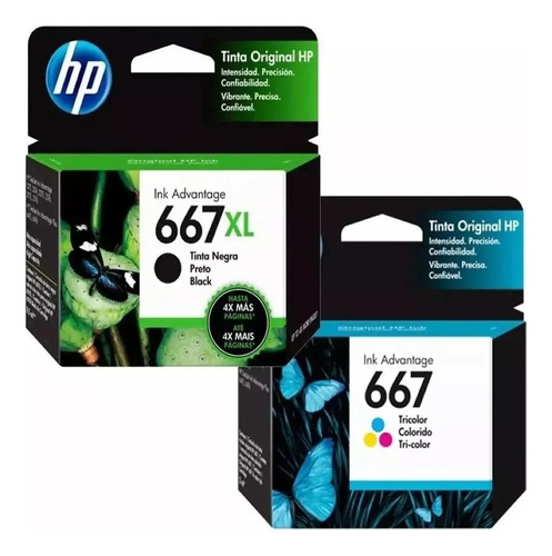 Cartucho Hp 667 Xl Negro + Color Chico 1275 2775 2778 4175