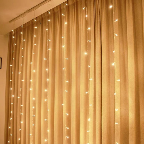 Cordão 100 Leds Fixo Branco Quente 10 Mts Decoração Festa