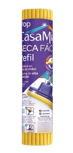 Mop Refil Seca Fácil Para Limpeza De Piso E Vidro  Casamia