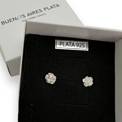 Aros Plata 925 Rosas Flores Blancas Pasante Mujer Nena Joya