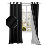 Cortina 100% Blackout Engomada Termica Set 2 Casatua 140x220 Color Negro