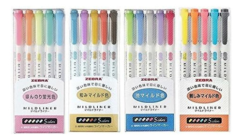 Juego Rotuladores Resaltadores Zebra Mildliner, Juego 20