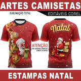 Artes Natal Camisetas Sublimação Total 19 Estampas Editáveis