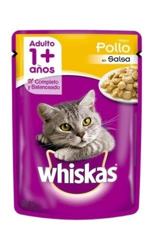 Alimento Whiskas Pouch Para Gatos Adultos +1 Años X 85 Grs