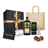 Box Licor Jaggermeister 750 Ml + Shots + Jigger+ Monster 