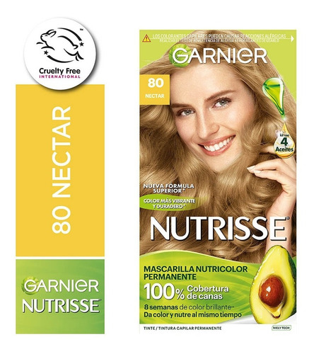 Kit De Coloración Garnier Nutrisse 4 Aceites Tono 80 