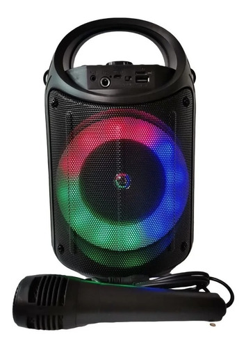 Bocina Portatil Bluetooth Altavoz Microfono Torre Sonido Rgb