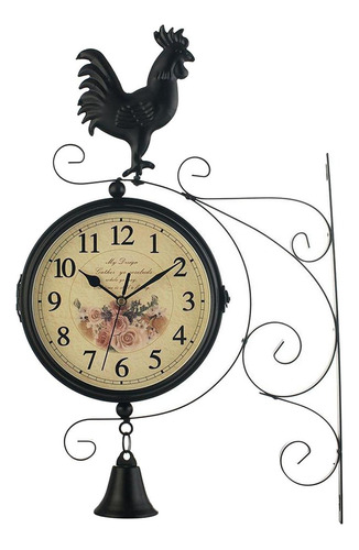 Youmu Reloj De Pared De Dos Cara, Reloj De Estación Vintage