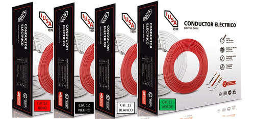 Kit 5 Cajas 100mts Cable Iusa 4 Colores N,r,b,v Thw Cal 12 