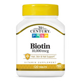 Biotina 21st Century Cabello Piel Uñas 10,000 Mcg 120ct Sabor N/a
