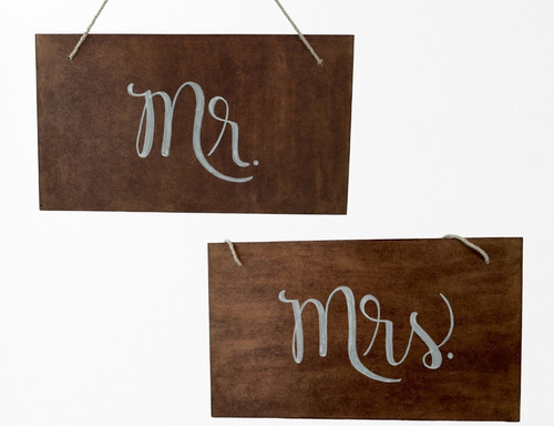 Letrero Cartel En Madera Mr And Mrs., Bodas