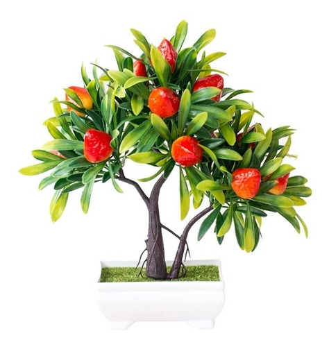 Árbol Bonsái Artificial De Frutas Fresa Decoración Del Hogar