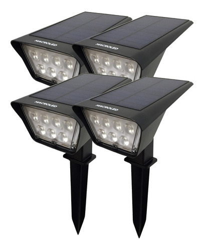 4 Reflectores Estaca Solar Led Jardin Macroled Luz Ip65