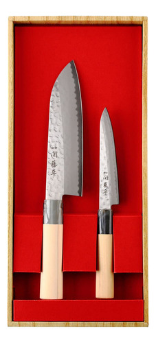 Set De 2 Cuchillos Japoneses De Chef Profesional Santoku Y E