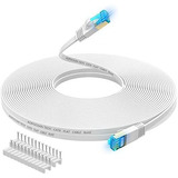 Cable Ethernet Cat 6 De 10 Pies, Blanco, Plano Para Red De I