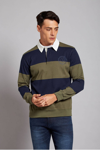 Chomba Devré Jersey Rayada Verde Oliva Hombre 66d000029059