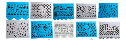 Decoracion Papel Picado Plástico Bautizo Paq 10 Tiras 5 Mts