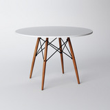 Mesa De Jantar Eames Eiffel 80cm Branco Base De Madeira