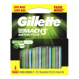 Carga Gillette Mach3 Sensetive Embalagem Com 4 Unidades