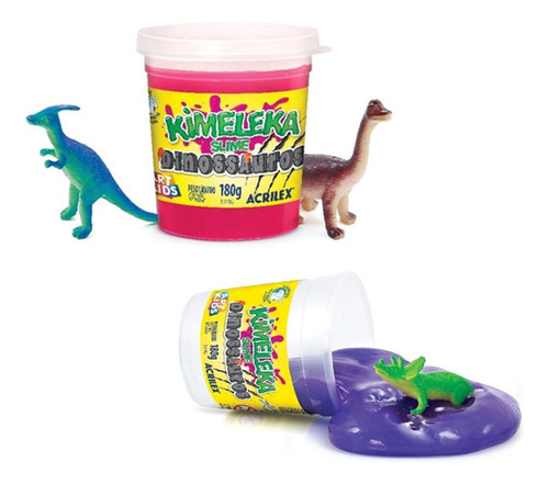 Slime Puxa Puxa Cores E Dinossauros Diversos 180g Kimeleka