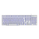 Teclado Gamer Vx Gaming Hydra Branco Led Azul Gth100ba