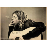 Cuadro Kurt Cobain Vintage Con Marco De Madera Y Vidrio 2m