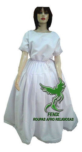 Roupa Ração Feminino Branco 2pçs Oxford Umbanda Candomblé