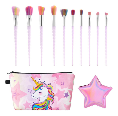 Juego De Brochas De Maquillaje De Unicornio  12 Brochas De 