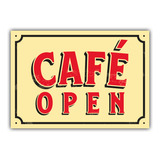 Placa Quadro Café Open Vintage