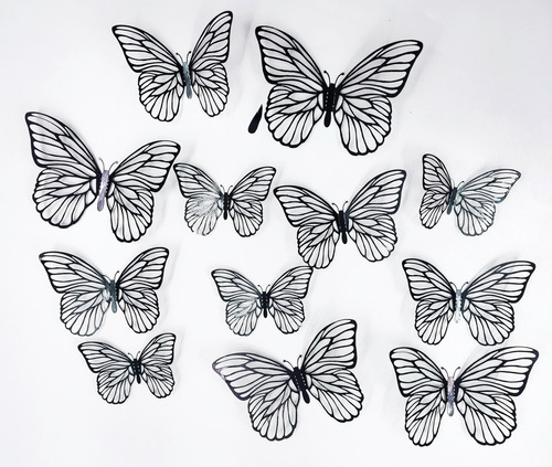 Mariposas Decorativas 3d Papel Pared Negro