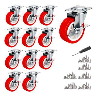 Conjunto De 12 Ruedas Y Rodajas Para Muebles De Alta Calidad - Ruedas Con Freno De 2in, Rodajas Giratorias 360°, Ideal Para Mesas, Escritorios Y Equipos Industriales, Mejora Movilidad Y Estabilidad | MercadoLibre