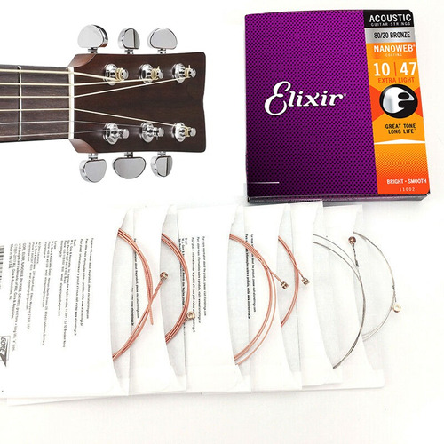 Cuerdas De Guitarra Acústica 10-47 Para Elixir 11002
